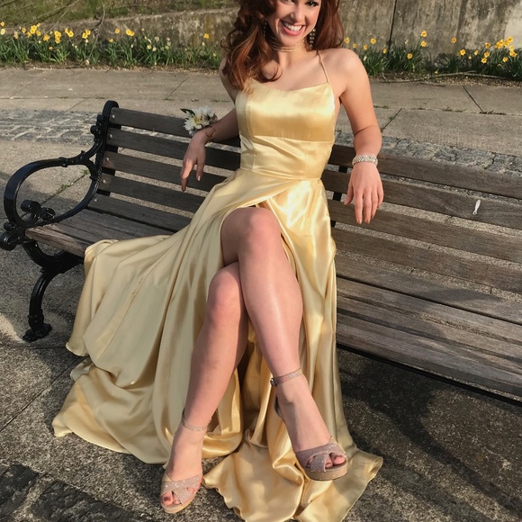Sherri Hill Dresses & Skirts - SHERRI HILL Gold Satin Prom Dress Size 2